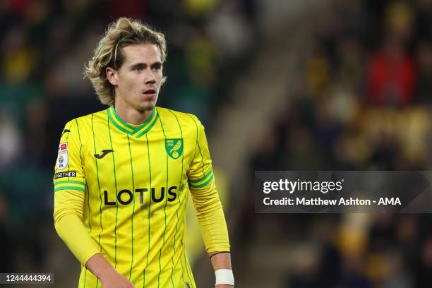 Todd Cantwell of Norwich City during the Sky Bet Championship between Norwich City and Queens Park Rangers at Carrow Road on November 2, 2022 in...