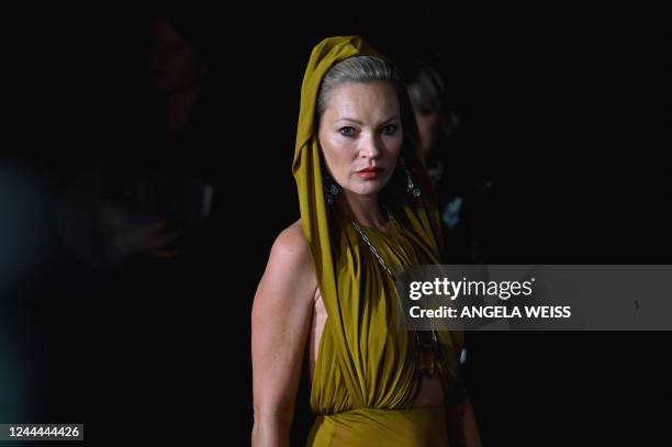 British model Kate Moss arrives for the Wall Street Journal Magazine 2022 Innovator awards at the Museum of Modern Art in New York City on November...