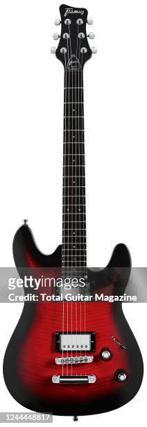 Framus Diablo Supreme electric guitar with a Burgundy Blackburst finish, taken on October 11, 2021.