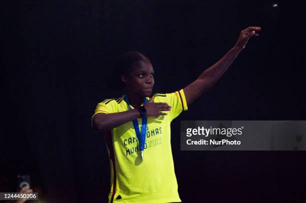 Linda Caicedo during the welcoming of Colombia's FIFA U-17 Womens team after the U-17 World Cup after reaching the final match against Spain, in...