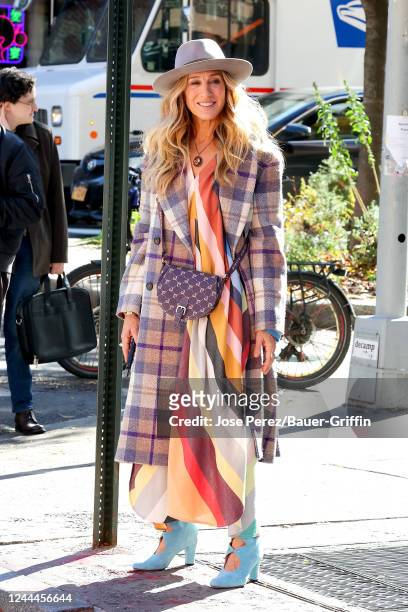 Sarah Jessica Parker is seen at film set of the 'And Just Like That' TV Series on November 02, 2022 in New York City.