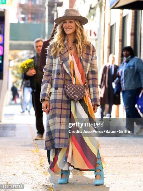 Sarah Jessica Parker is seen at film set of the 'And Just Like That' TV Series on November 02, 2022 in New York City.