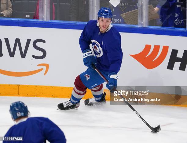 Mikko Rantanen of the Colorado Avalanche skates during a practice session before the 2022 NHL Global Series Finland at Nokia Arena on November 3,...