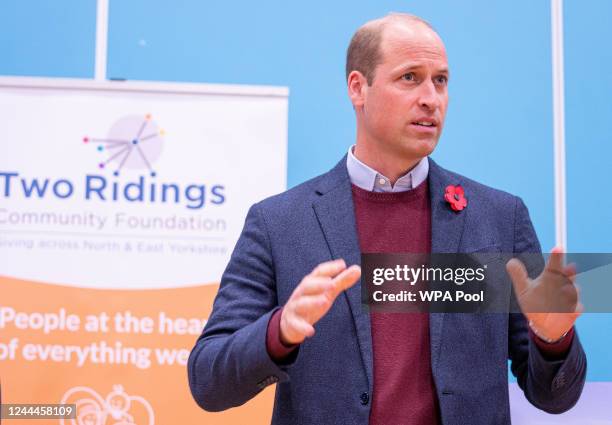 Prince William, Prince of Wales visits "The Street" during their official visit to Scarborough on November 03, 2022 in Scarborough, England.