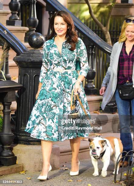 Kristin Davis is seen on the set of 'And Just Like That' on November 3, 2022 in New York City.