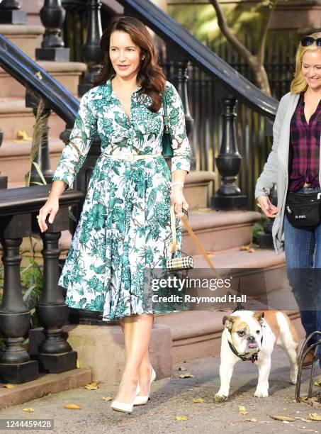 Kristin Davis is seen on the set of 'And Just Like That' on November 3, 2022 in New York City.