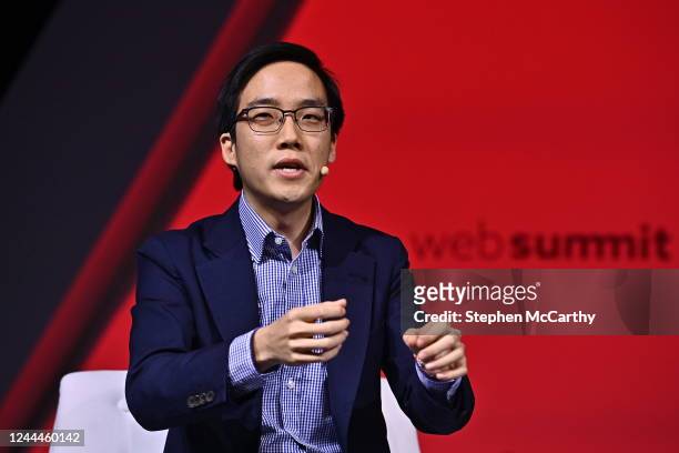 Lisbon , Portugal - 3 November 2022; Speakers from left, Andy Yen, Founder & CEO, Proton, on FULLSTK stage during day two of Web Summit 2022 at the...