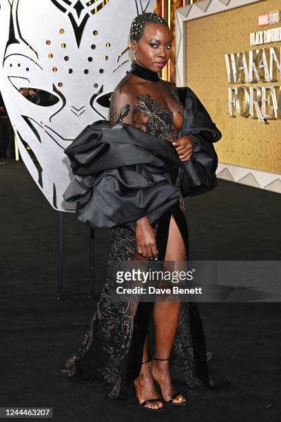 Danai Gurira attends the European Premiere of "Black Panther: Wakanda Forever" at Cineworld Leicester Square on November 3, 2022 in London, England.