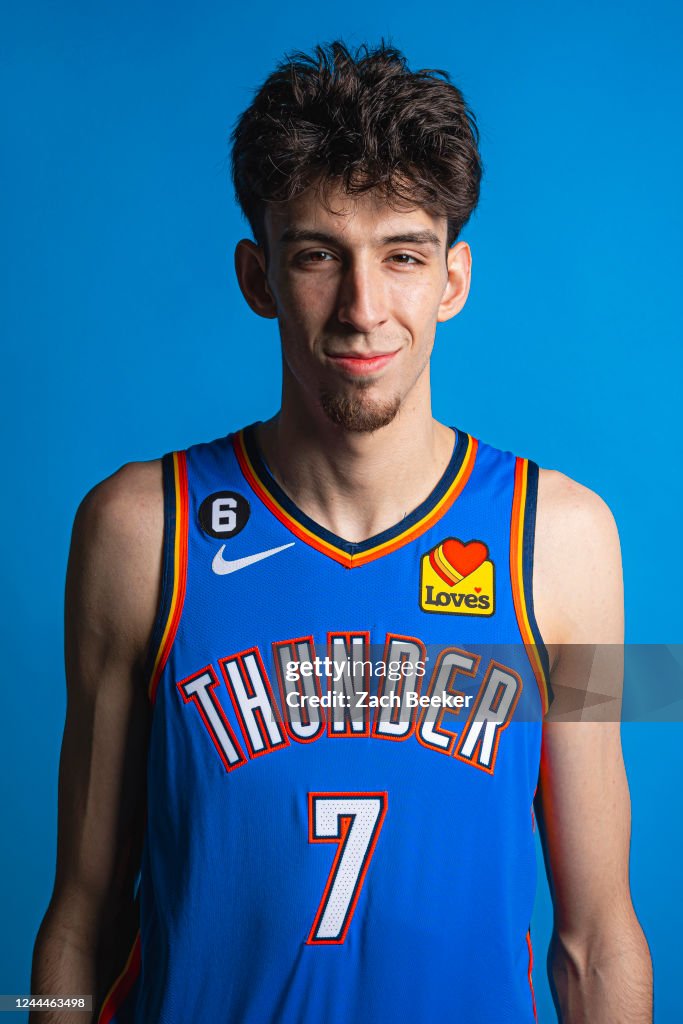 Chet Chet Holmgren of the Oklahoma City Thunder poses for a head shot ...
