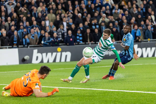 Emmanuel Banda of Djurgardens IF during the UEFA Europa Conference League group G match between Djurgardens IF and Shamrock Rovers at Tele2 Arena on...
