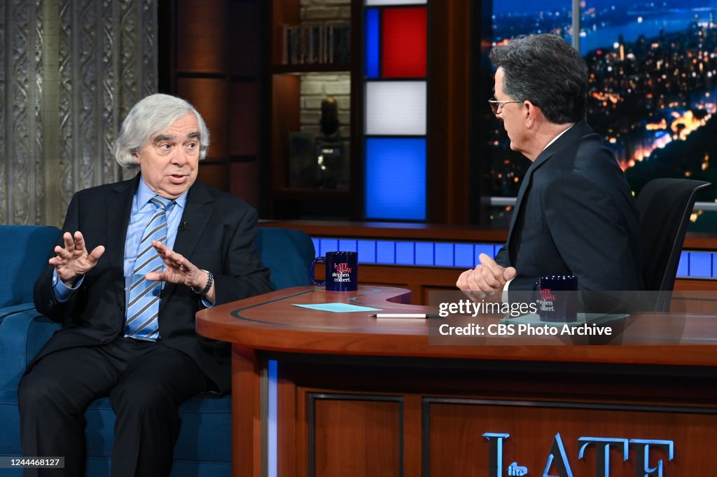 Peri Colbert The Late Show with Stephen Colbert and guest Sec. Ernest Moniz during ...