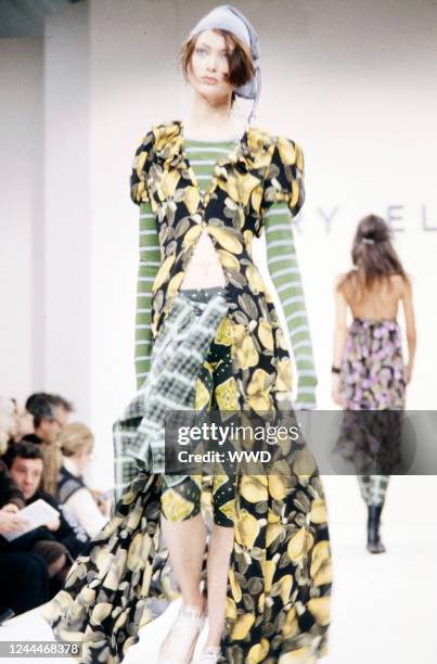Model Shalom Harlow at Marc Jacobs "Grunge" inspired collection would be one of his last for the Perry Ellis label.