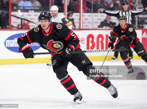 Nick Holden of the Ottawa Senators skates against the Vegas Golden Knights at Canadian Tire Centre on November 3, 2022 in Ottawa, Ontario, Canada.