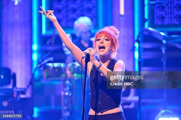 Episode 1739 -- Pictured: Hayley Williams of musical guest Paramore performs on Thursday, November 3, 2022 --