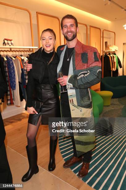 Lilly Krug and Andre Hamann during the Longchamp Re-Opening Event on November 3, 2022 in Munich, Germany.