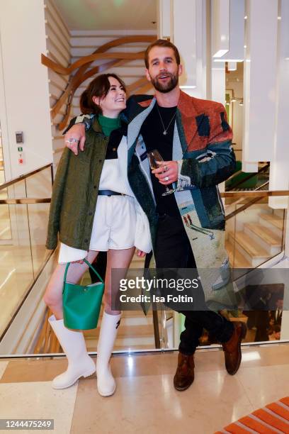 German actress Lea van Acken and influencer Andre Hamann attend the Longchamp Re-Opening Event on November 3, 2022 in Munich, Germany.
