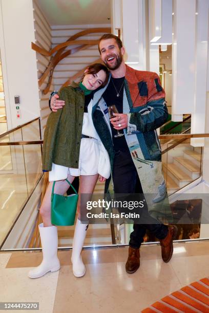 German actress Lea van Acken and influencer Andre Hamann attend the Longchamp Re-Opening Event on November 3, 2022 in Munich, Germany.