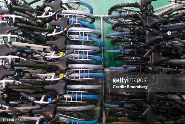 Subscription hire bikes at the Swapfiets maintenance and storage warehouse in east London, UK, on Tuesday, Oct. 4, 2022. Thousands in the British...