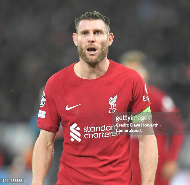 Liverpool's James Milner during the UEFA Champions League group A match between Liverpool FC and SSC Napoli at Anfield on November 1, 2022 in...