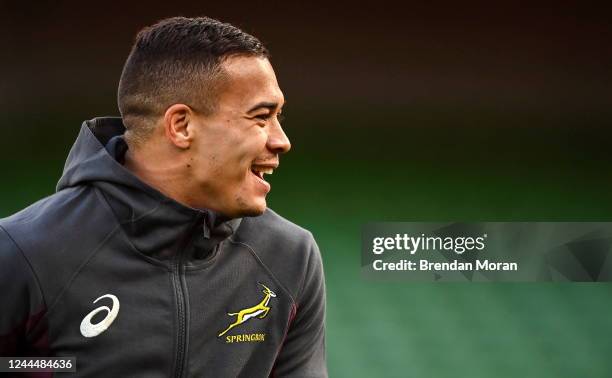 Dublin , Ireland - 4 November 2022; Cheslin Kolbe during the South Africa captain's run at the Aviva Stadium in Dublin.