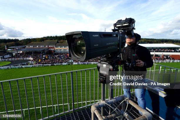 General view of a TV Camera in operation at Exeter racecourse. Picture date: Friday November 4, 2022.