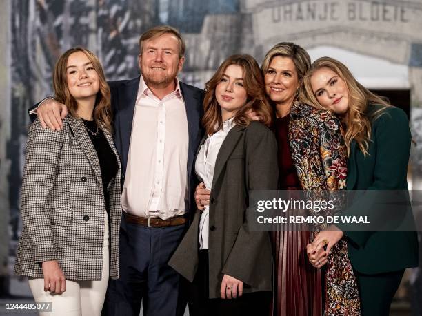 Dutch King Willem-Alexander and Queen Maxima pose with Princesses Ariane , Alexia and Amalia during the photo session of the royal family at the...