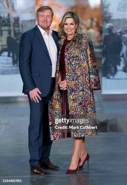 King Willem-Alexander of the Netherlands and Queen Maxima of the Netherlands during an official photocall at Nieuwe Kerk, where the exhibition 'The...