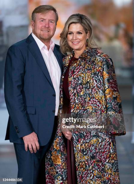 King Willem-Alexander of the Netherlands and Queen Maxima of the Netherlands during an official photocall at Nieuwe Kerk, where the exhibition 'The...