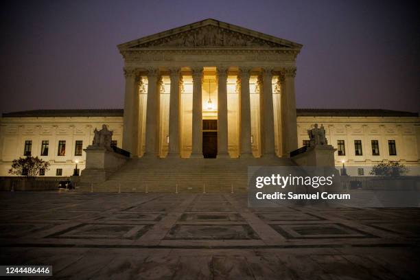 The U.S. Supreme Court is seen in the early morning hours of November 4, 2022 in Washington, DC. The Supreme Courts conservative majority began...