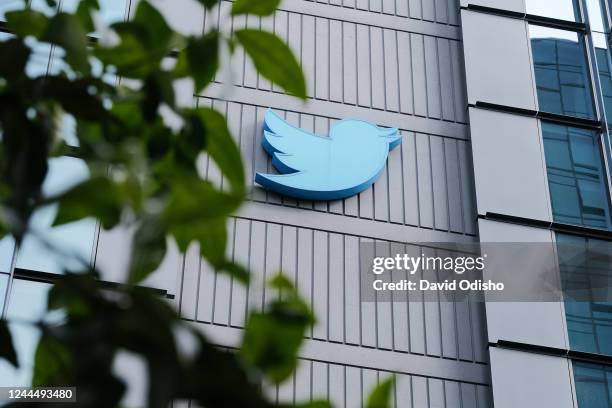 Twitter headquarters stands on 10th Street on November 4, 2022 in San Francisco, California. Twitter Inc reportedly began laying off employees across...