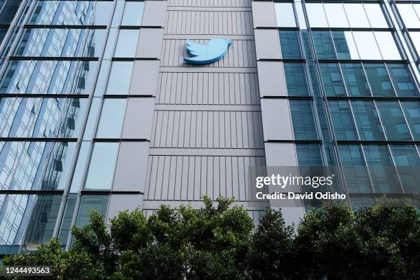 Twitter headquarters stands on 10th Street on November 4, 2022 in San Francisco, California. Twitter Inc reportedly began laying off employees across...