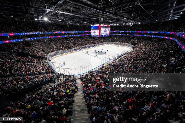 General view of Nokia Arena in the third period during the 2022 NHL Global Series Finland game between the Columbus Blue Jackets and Colorado...