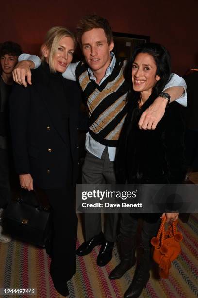 Priscilla Phillips, Eddie Redmayne and Fatima Bhutto attend a special screening of 'The Good Nurse' at The Soho Hotel on November 4, 2022 in London,...