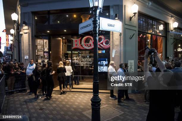 View of the facade of El Cairo bar in downtown Rosario, Argentina, during the inauguration of "Paseo Fontanarrosa-Serrat", a promenade in honour of...