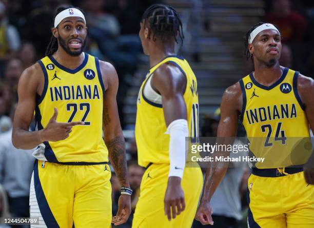 Isaiah Jackson of the Indiana Pacers is seen during the game against the Miami Heat at Gainbridge Fieldhouse on November 4, 2022 in Indianapolis,...