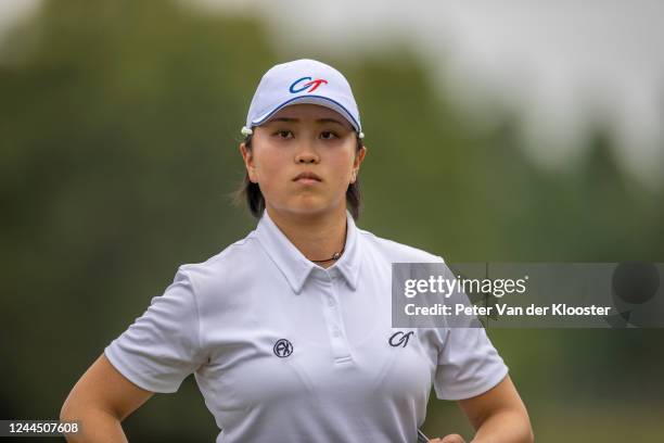 Hsin-Yu Lu of Chinese Taipei on hole 6 during the third round at the Women Amateur Asia-Pacific Championship 2022 at Siam Country Club, Waterside on...