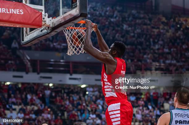 Of Olympiacos Piraeus during the Euroleague, Round 6 match between Olympiacos Piraeus vs Valencia Basket at Peace And Friendship Stadium on November...