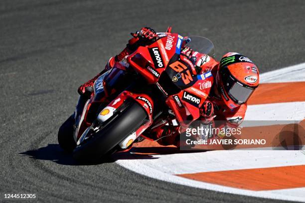 Ducati Australian rider Jack Miller rides during the Valencia MotoGP Grand Prix qualifying session at the Ricardo Tormo racetrack in Cheste, near...