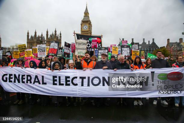 Thousands of protesters with placards take part in The Peopleâs Assembly National Demonstration - Britain is Broken in London, Britain, on November...