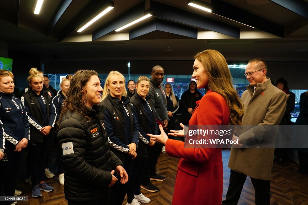 The Princess Of Wales Attends The England Rugby League World Cup 2021 Quarter Final