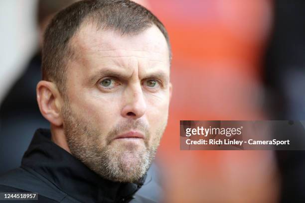 Luton Town manager Nathan Jones during the Sky Bet Championship between Blackpool and Luton Town at Bloomfield Road on November 5, 2022 in Blackpool,...