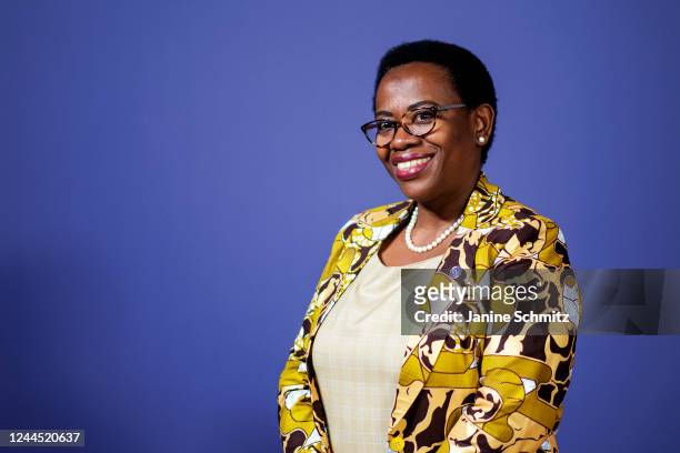 Deputy Chairperson of the African Commission Monique Nsanzabaganwa arrives to a working session at the G7 Foreign Ministers Meeting on November 04,...