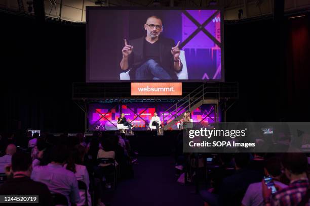 Ali Gussein, CEO at Eros Now , Sandeep Nailwal, Co-founder at Polygon and Francesca Aliverti, Founder at Breaking Bank Europe , speak during the...