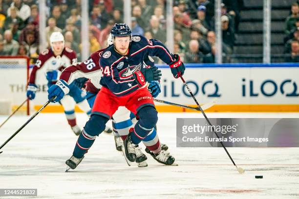 Mathieu Olivier of Columbus in action during the 2022 NHL Global Series - Finland match between Colorado Avalanche and Columbus Blue Jackets at Nokia...