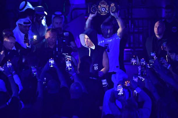 Dmitry Bivol arrives for the WBA Light-Heavyweight World Title boxing match at the Etihad Arena in Abu Dhabi on November 5, 2022.