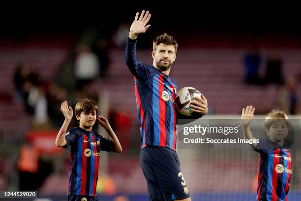 Shasa Pique, Gerard Pique of FC Barcelona, Milan Pique during the La Liga Santander match between FC Barcelona v UD Almeria at the Spotify Camp Nou...