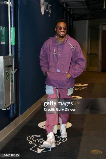 Thanasis Antetokounmpo of the Milwaukee Bucks arrives to the arena before the game against the Oklahoma City Thunder on November 5, 2022 at the...