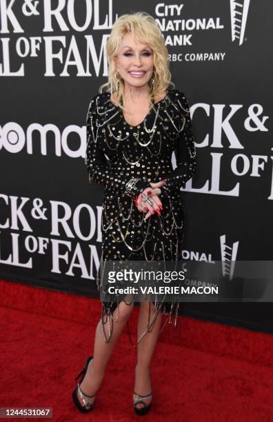 Singer-songwriter Dolly Parton arrives at the 37th Annual Rock and Roll Hall of Fame Induction Ceremony at the Microsoft Theatre on November 5 in Los...