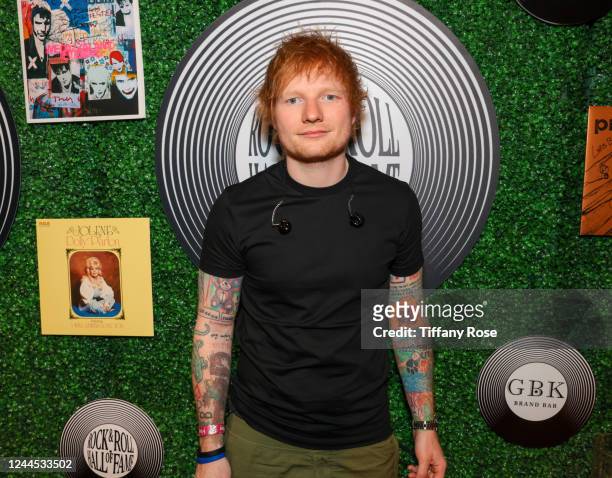 Ed Sheeran attends the GBK Brand Bar Back Stage during Rock & Roll Hall of Fame on November 04, 2022 in Los Angeles, California.