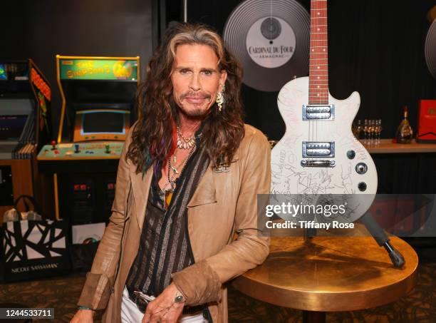 Steven Tyler attends the GBK Brand Bar Back Stage during Rock & Roll Hall of Fame on November 04, 2022 in Los Angeles, California.